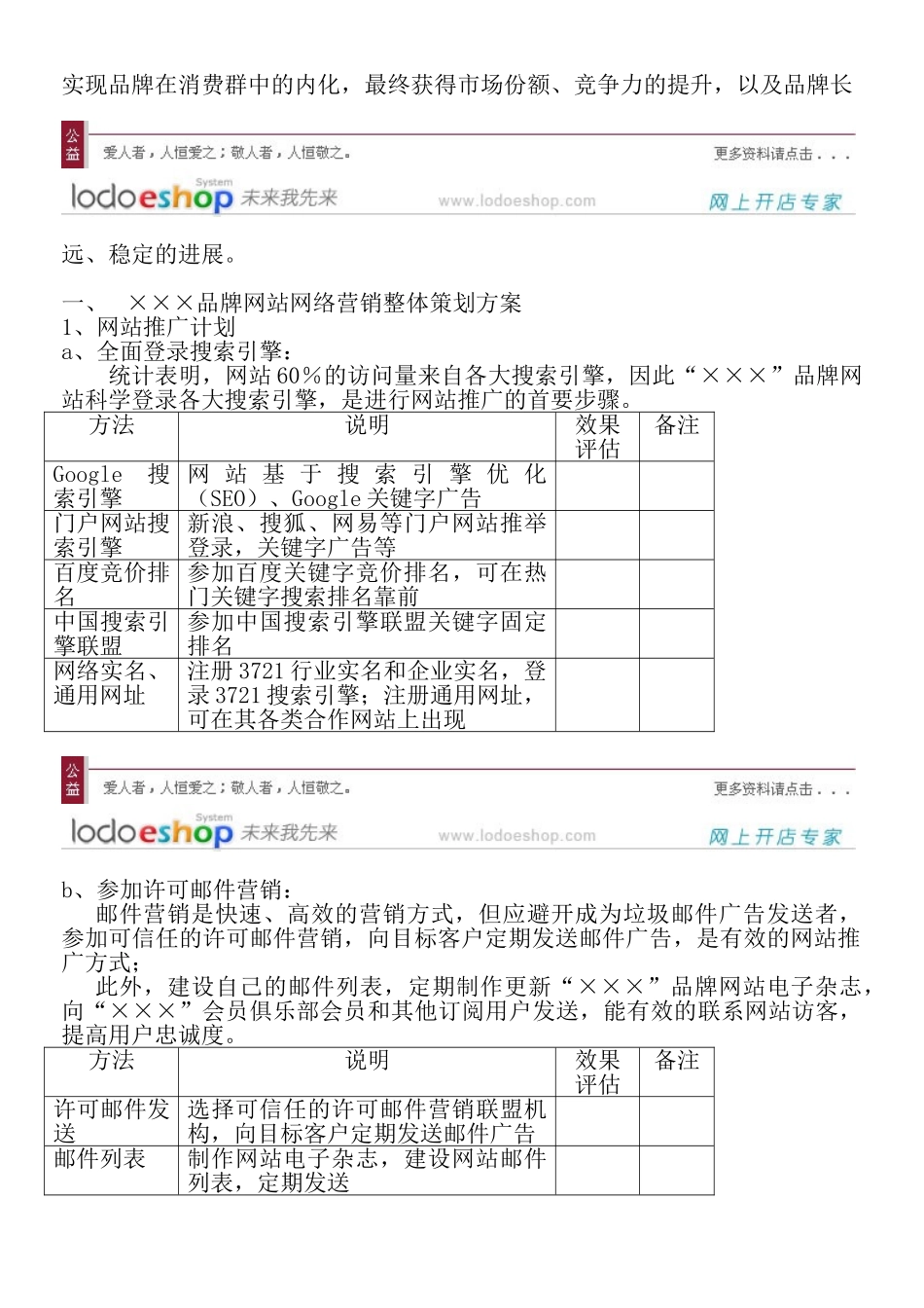 品牌网站网络营销策划方案(完整版)_第3页
