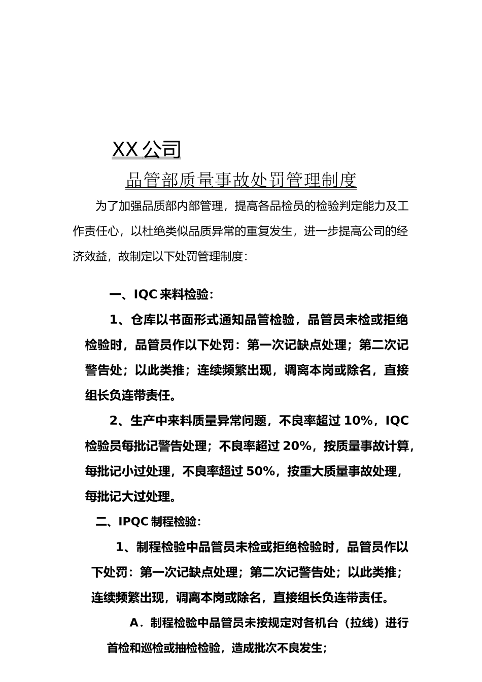 品管部处罚管理制度_第1页