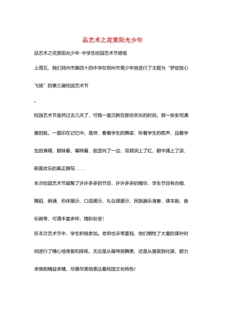 品艺术之花赏阳光少年