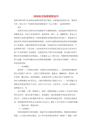哇哈哈市场营销策划书