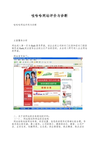 哇哈哈网站评价与诊断