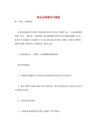商业品牌策划书模板