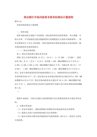 商业银行市场风险资本要求标准法计量规则
