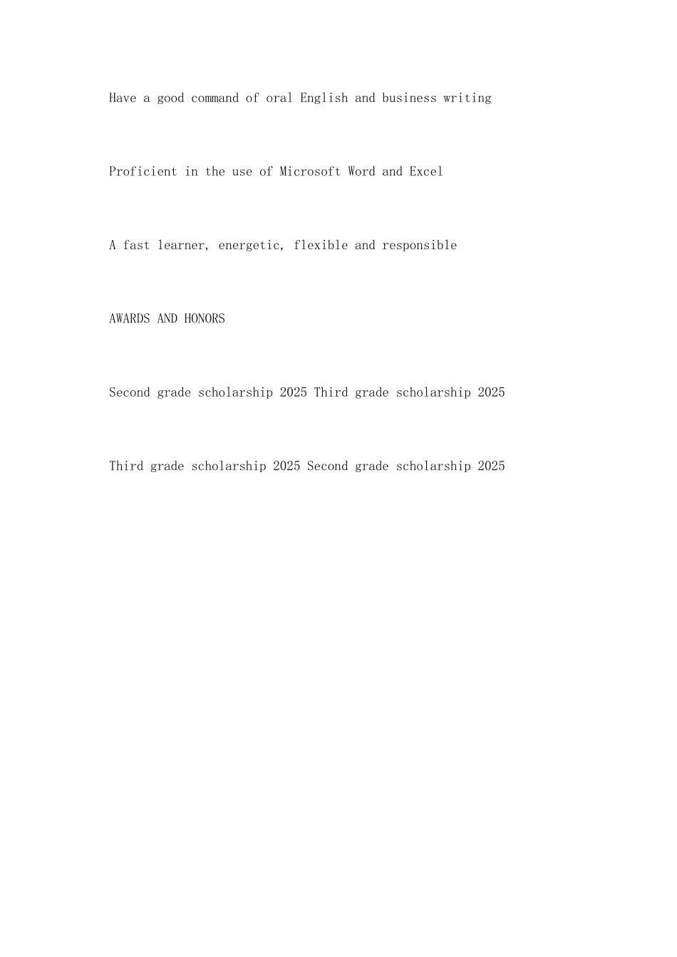 商务外语专业中英文简历_第3页