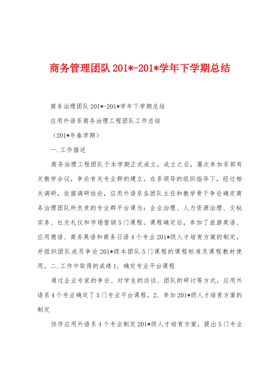 商务管理团队2025学年下学期总结_第1页