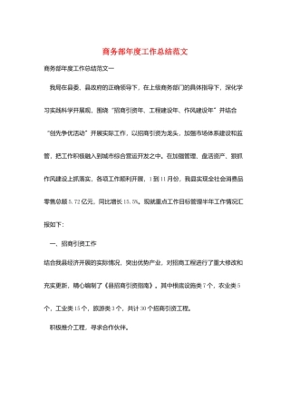 商务部年度工作总结范文