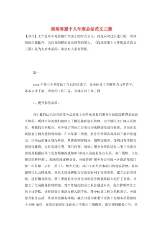 商场客服个人年度总结范文三篇