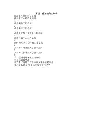 商场工作总结范文集锦-精品范文资料