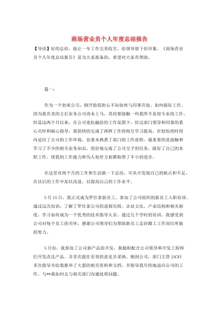 商场营业员个人年度总结报告