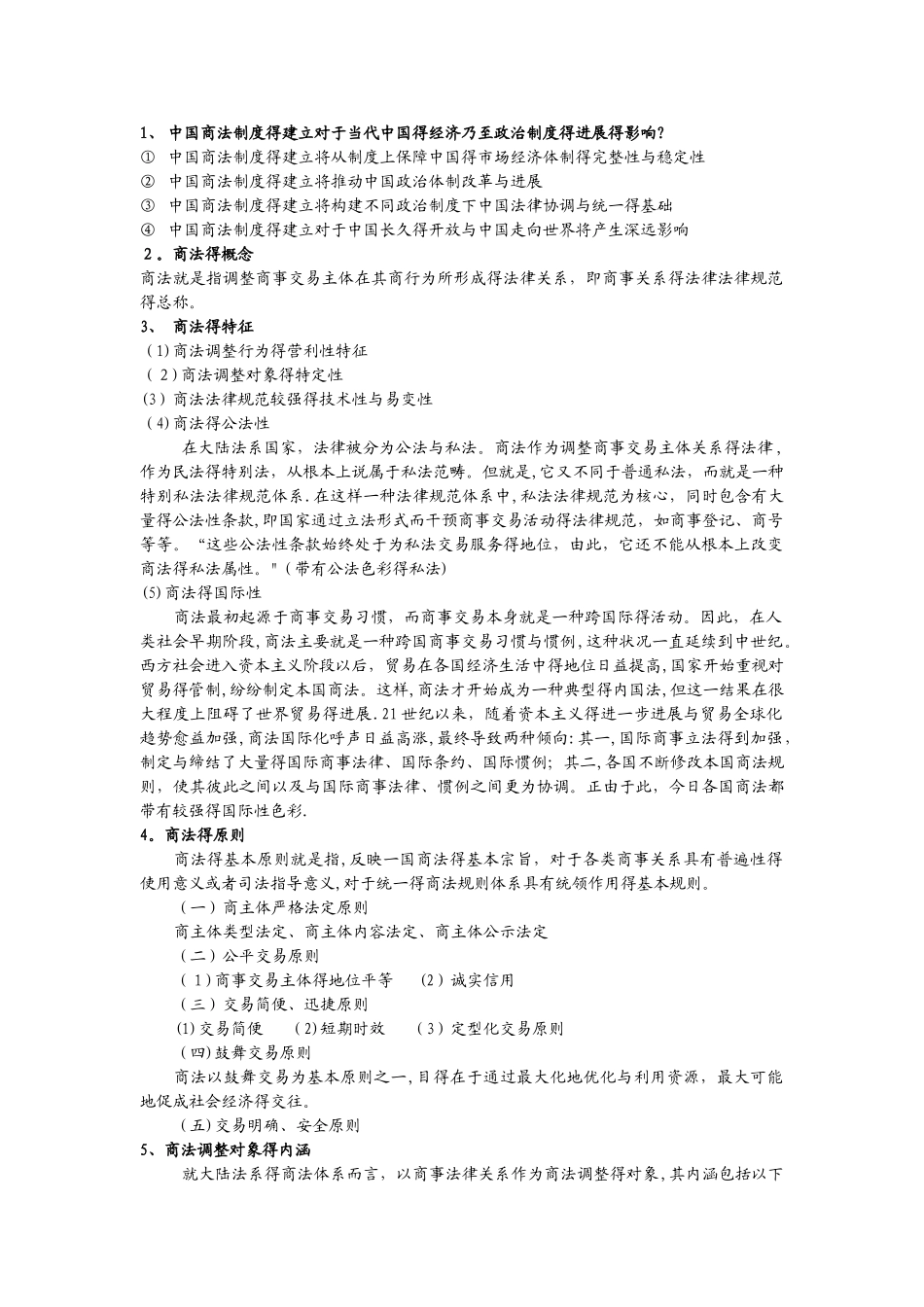 商法期末复习题及答案_第1页