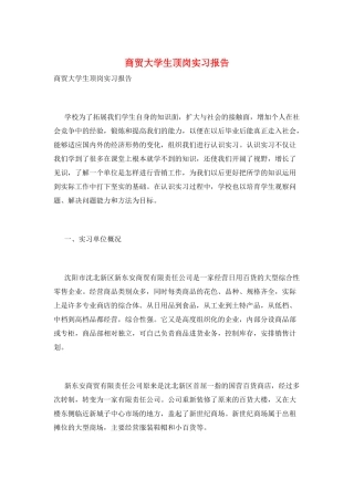 商贸大学生顶岗实习报告