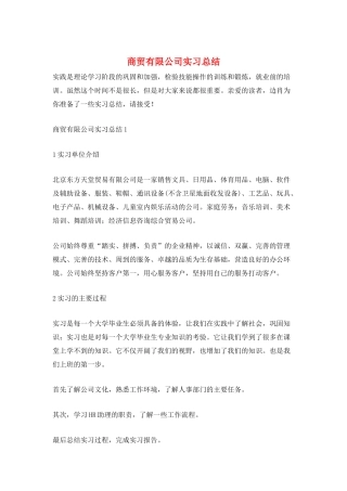 商贸有限公司实习总结