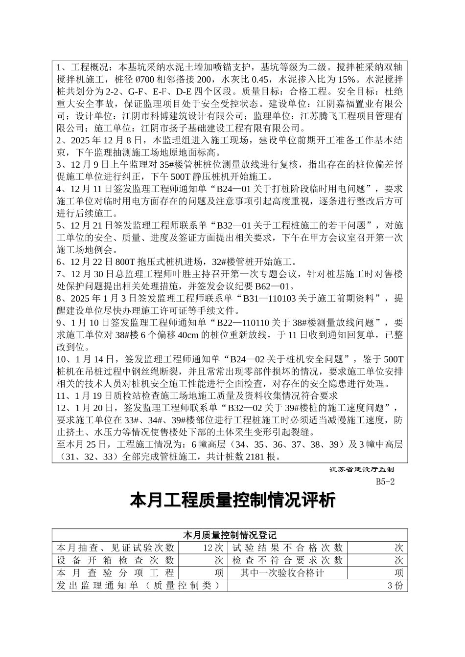 嘉福花园洋房工程监理月报_第2页