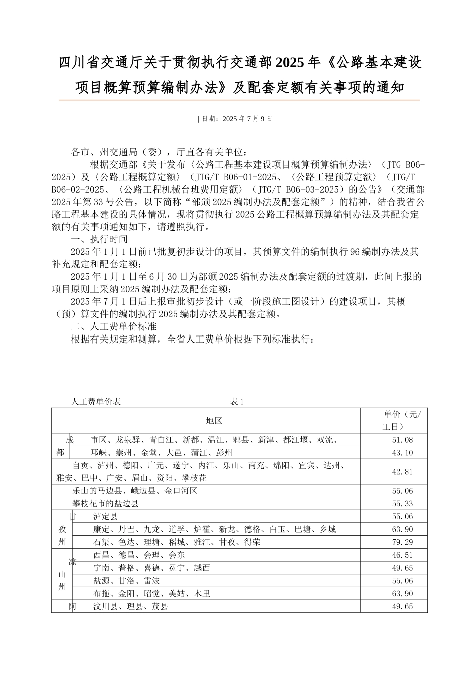 四川公路新定额补充规定_第1页