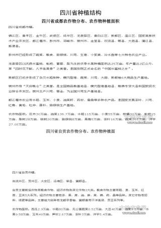 四川农作物分布以及种植作物面积