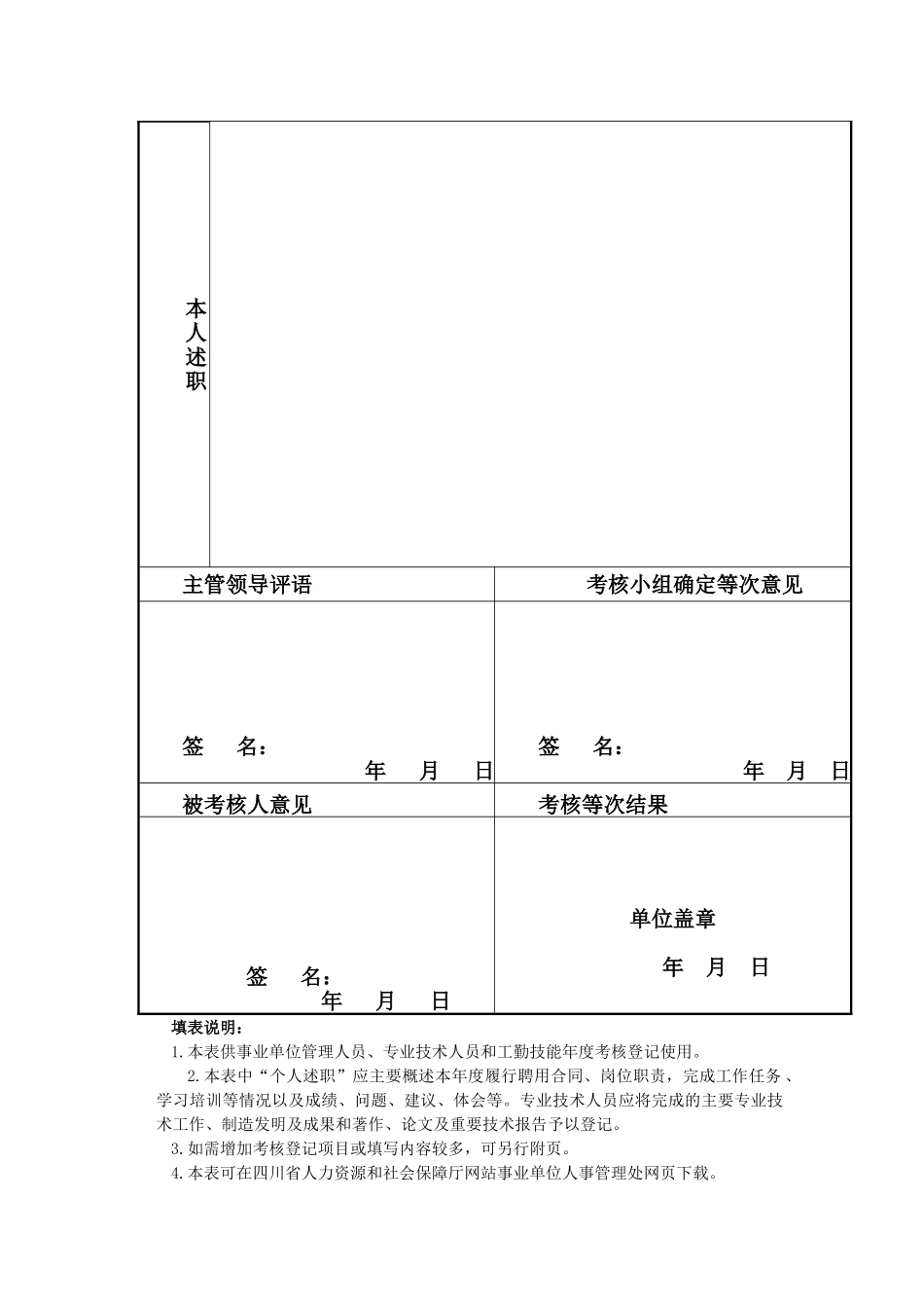 四川省事业单位工作人员年度考核表_第3页