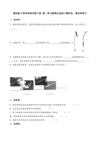 四年级下册科学一课一练第二单元新的生命第3课时花果实和种子∣教科版