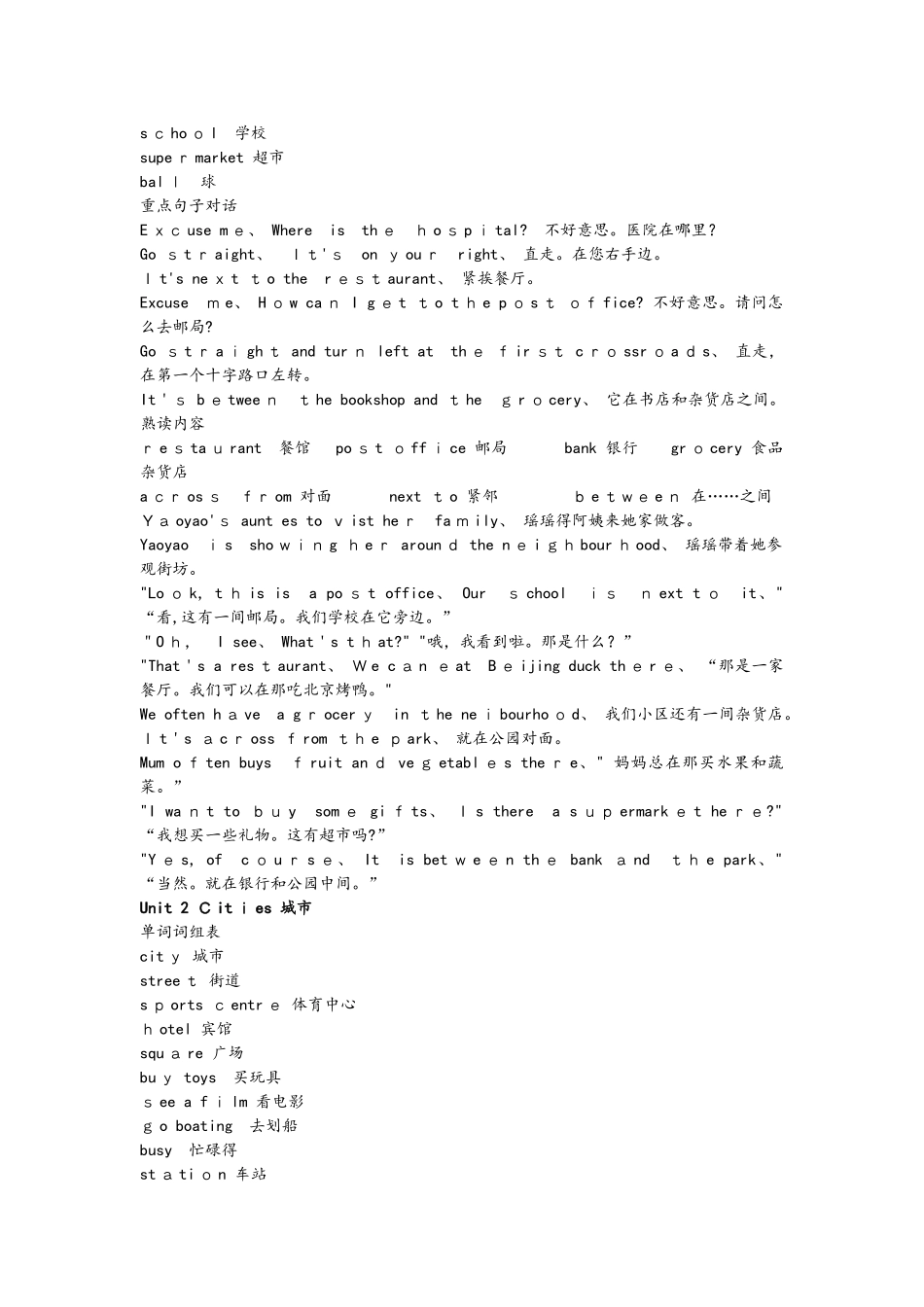 四年级下册英语重点内容新起点小学版_人教版_第3页