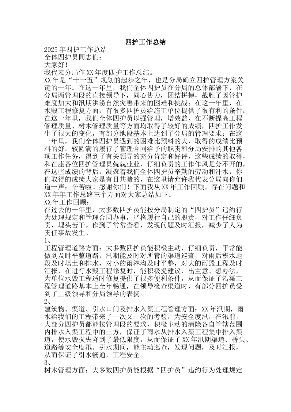 四护工作总结-精品范文资料_第1页