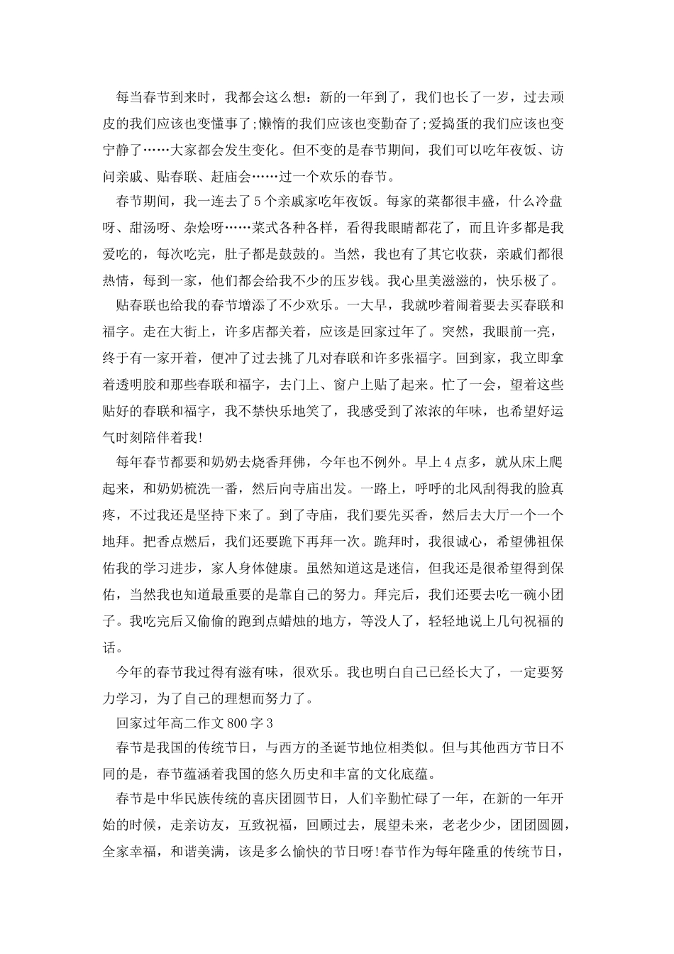 回家过年高二作文800字五篇_第2页