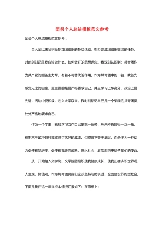 团员个人总结模板范文参考