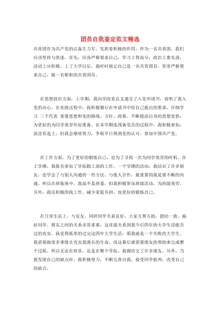 团员自我鉴定范文精选