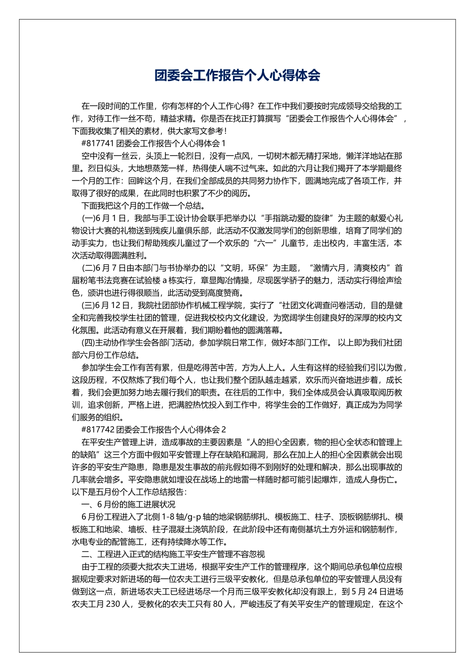 团委会工作报告个人心得体会_第1页