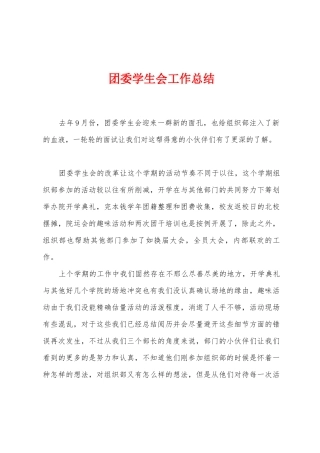 团委学生会工作总结