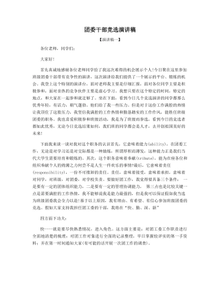 团委干部竞选演讲稿