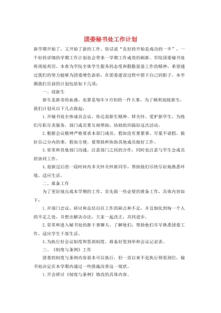 团委秘书处工作计划