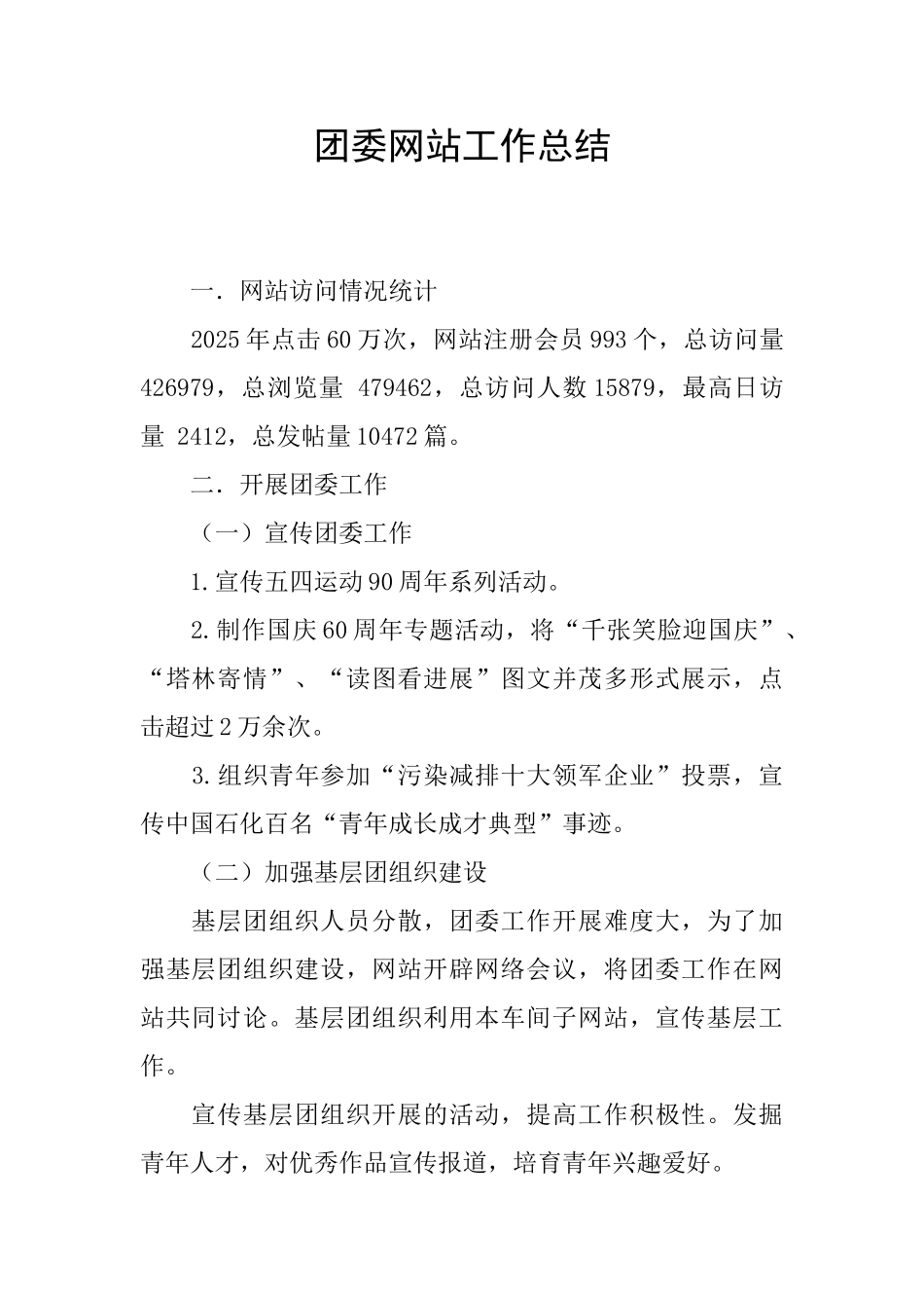 团委网站工作总结_第1页