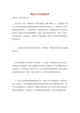 团总支工作总结范文
