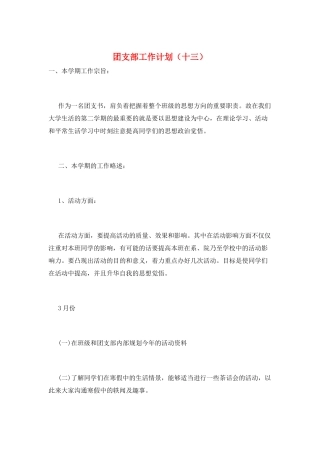 团支部工作计划(十三)