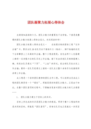 团队凝聚力拓展心得体会