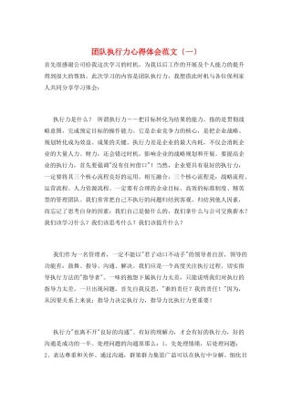 团队执行力心得体会范文(一)
