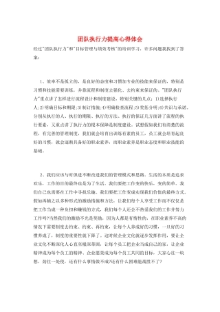 团队执行力提高心得体会