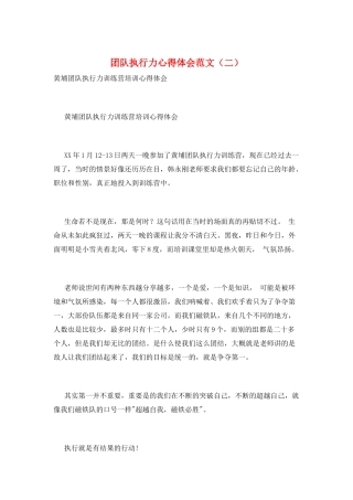 团队执行力心得体会范文