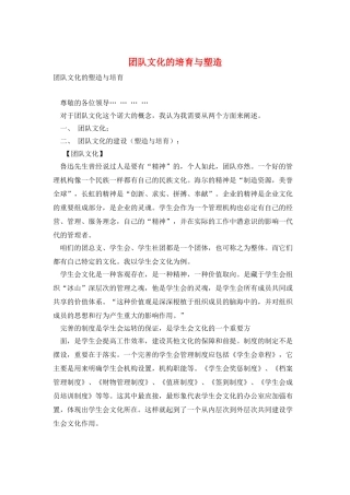 团队文化的培养与塑造
