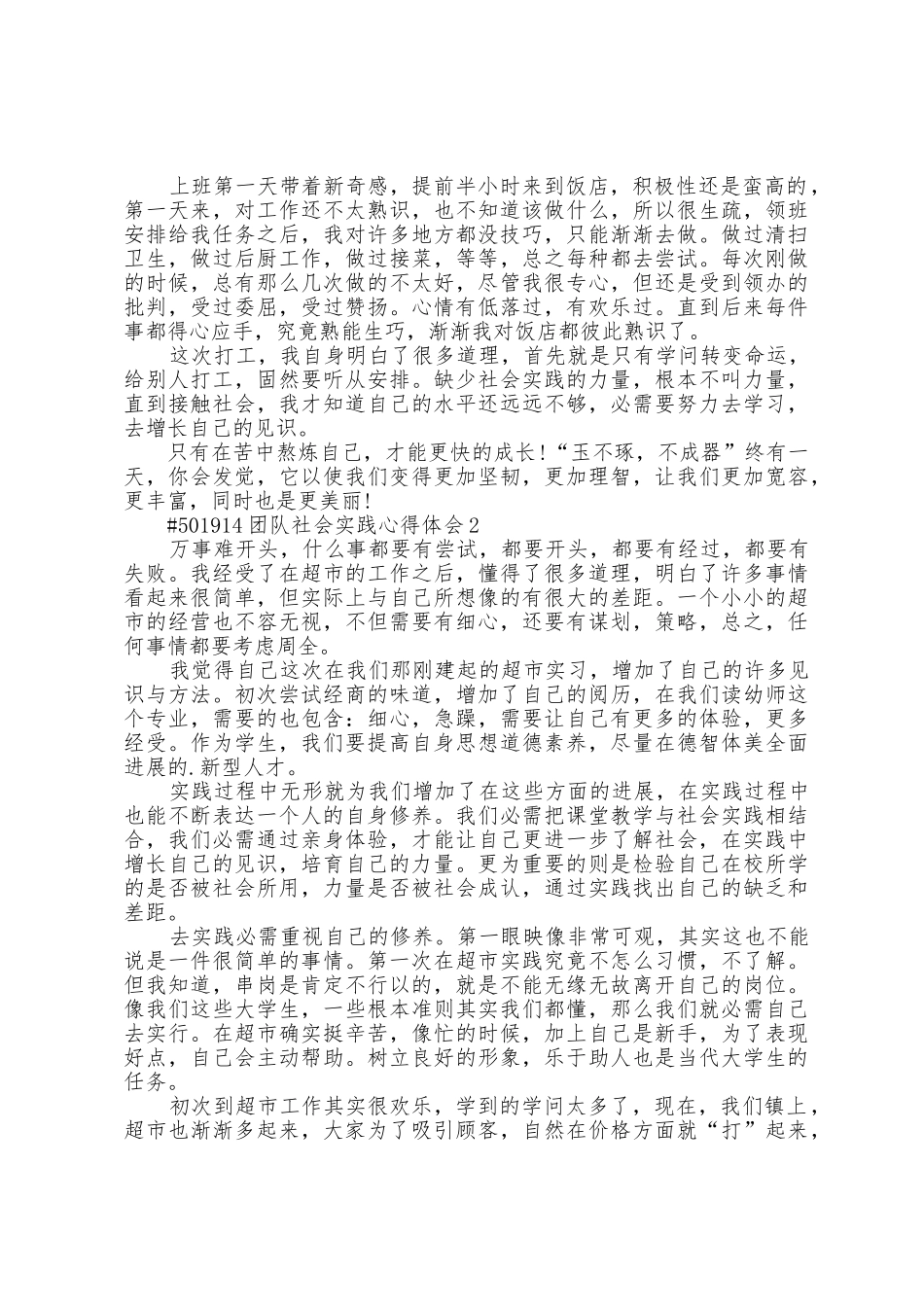 团队社会实践心得体会5篇_第2页