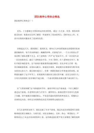 团队精神心得体会精选