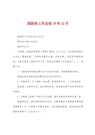 园园务工作总结10年12月