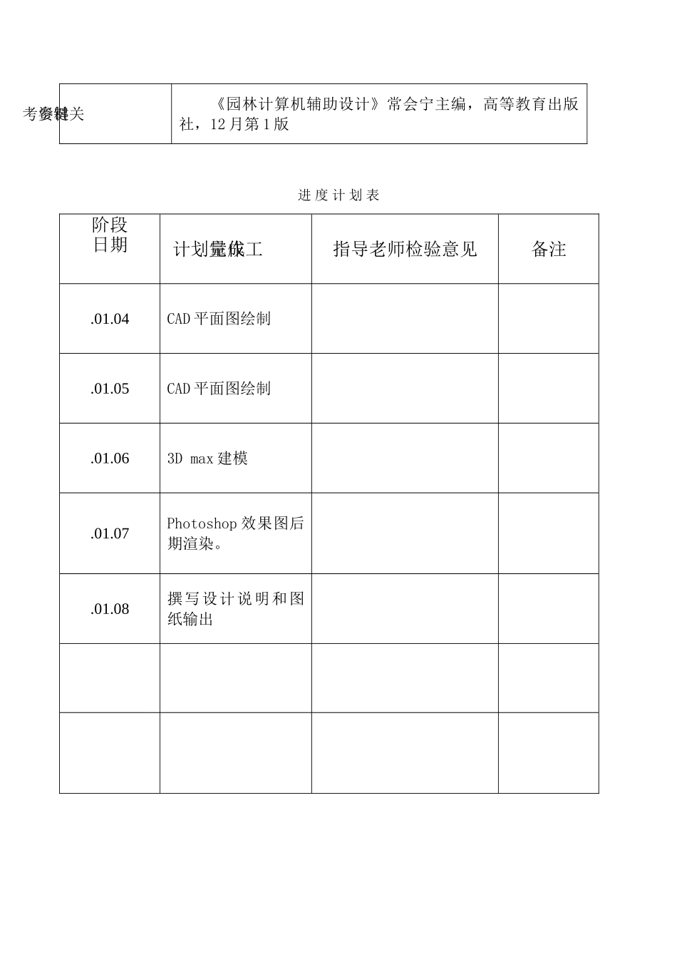 园林级计算机辅助设计专业课程设计任务计划书_第3页
