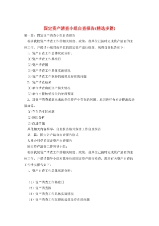 固定资产清查小组自查报告