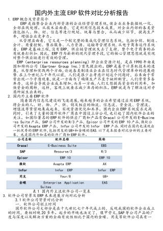 国内外主流ERP软件对比分析报告
