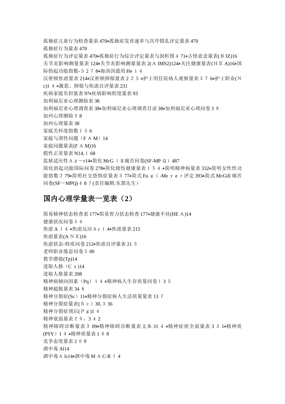 国内心理学量表一览表_第2页