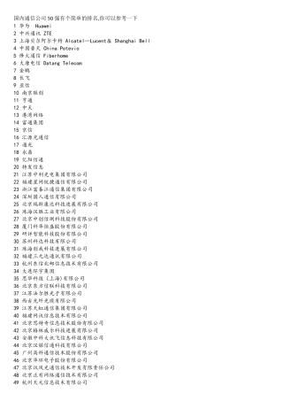 国内通信公司50强有个简单的排名
