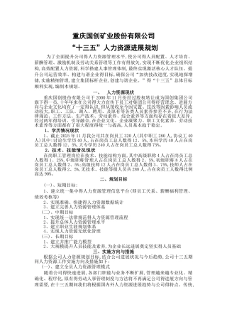 国创集团十三五人力资源发展规划