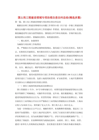 国土局工程建设领域专项治理自查自纠总结