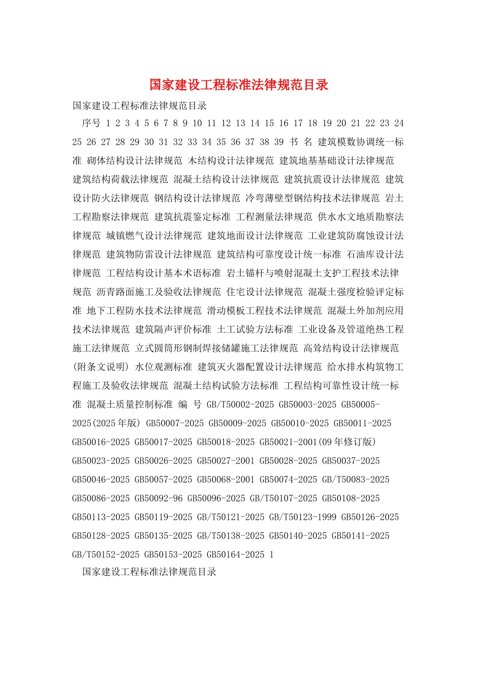国家建设工程标准规范目录_第1页