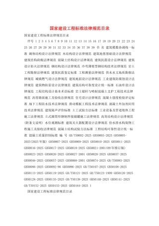 国家建设工程标准规范目录